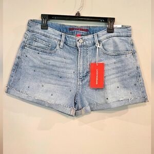 NWT Lucky Brand Women's Denim Mid Rise Boy Short W/ Embellished Front:Size-12/31